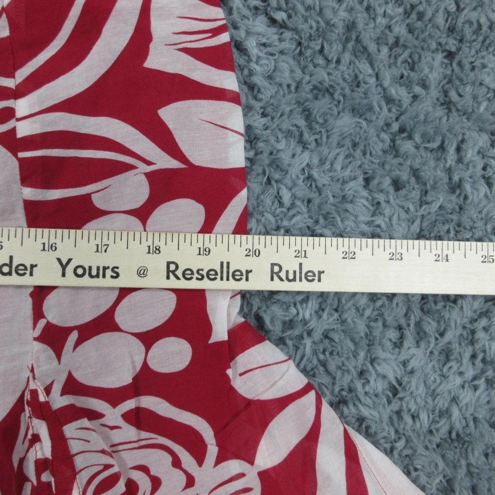 Sunny Leigh Skirt Womens 14 Red White Floral A-Line Lined Flare Boho Cotton Silk - Picture 6 of 8